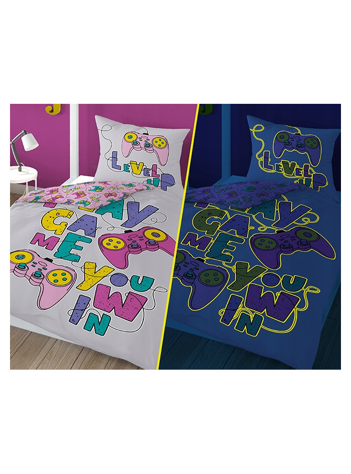 POŚCIEL 140x200 ŚWIECĄCA W CIEMNOŚCI GAMER GIRL