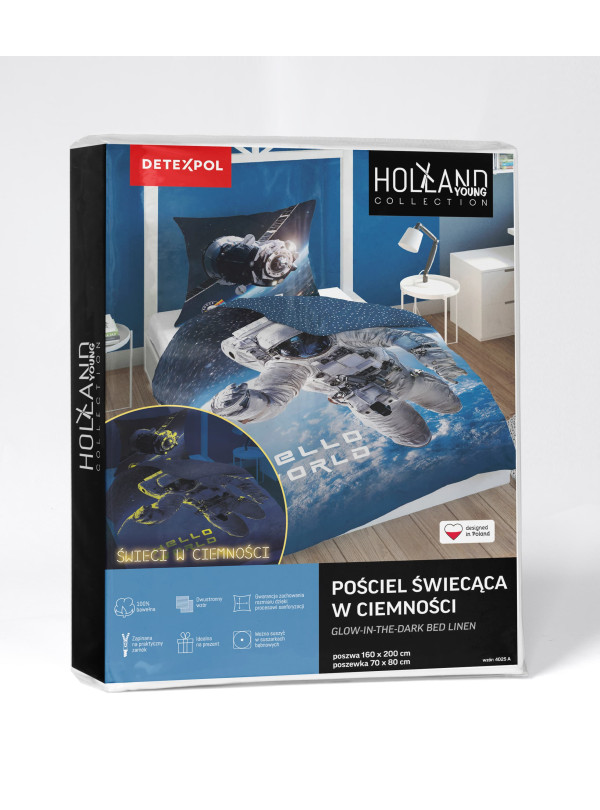 POŚCIEL 160x200 ŚWIECĄCA W CIEMNOŚCI KOSMONAUTA