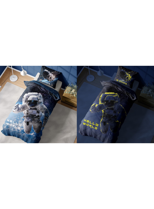 POŚCIEL 160x200 ŚWIECĄCA W CIEMNOŚCI KOSMONAUTA