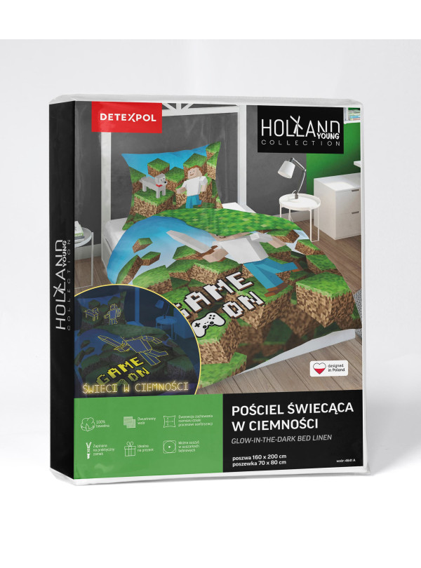 POŚCIEL 160x200 ŚWIECĄCA W CIEMNOŚCI GAME ON