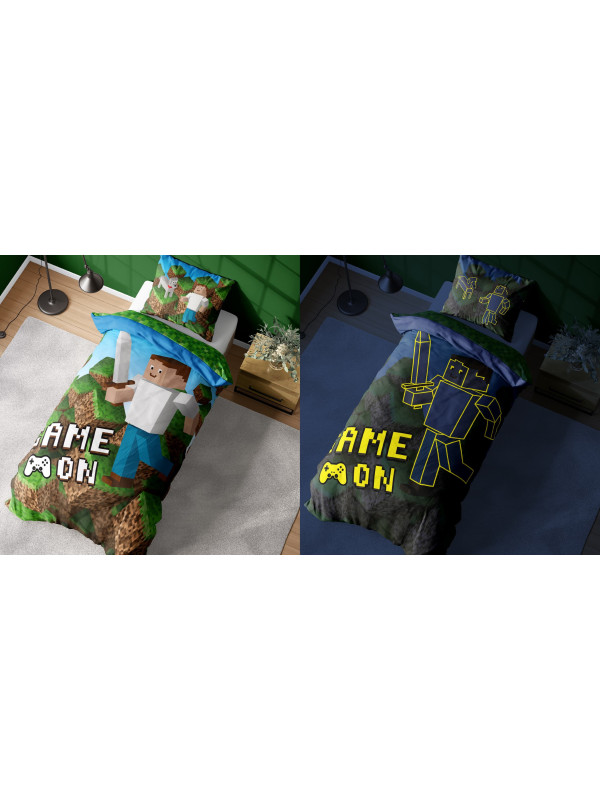 POŚCIEL 160x200 ŚWIECĄCA W CIEMNOŚCI GAME ON