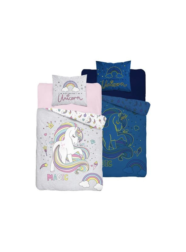 POŚCIEL 140x200 ŚWIECĄCA W CIEMNOŚCI JEDNOROŻEC 2917_A