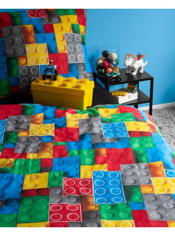 POŚCIEL 140x200 ŚWIECĄCA W CIEMNOŚCI KLOCKI 3534_A