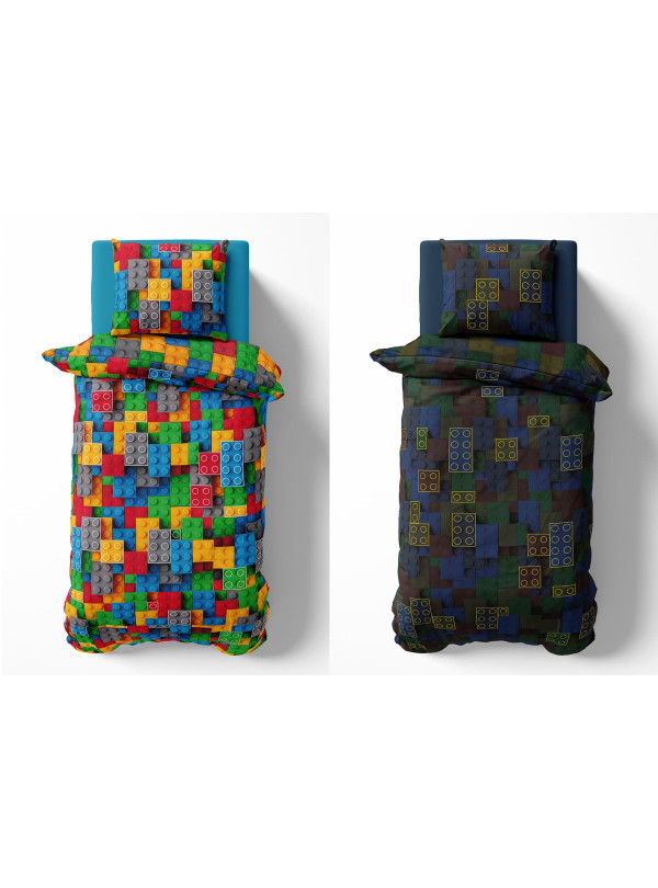 POŚCIEL 160x200 ŚWIECĄCA W CIEMNOŚCI KLOCKI 3534_A