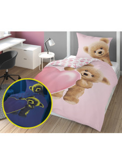 POŚCIEL 160x200 ŚWIECĄCA W CIEMNOŚCI PLUSZOWY MIŚ