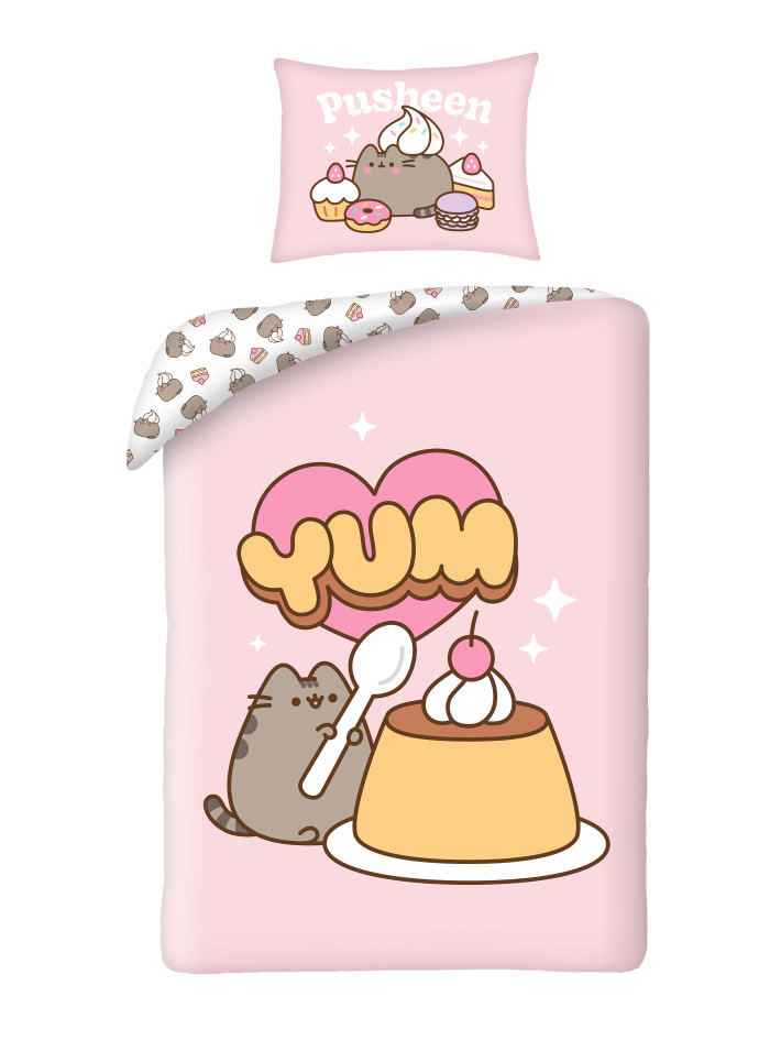 POŚCIEL 140x200 KOT PUSHEEN RÓŻOWA YUM