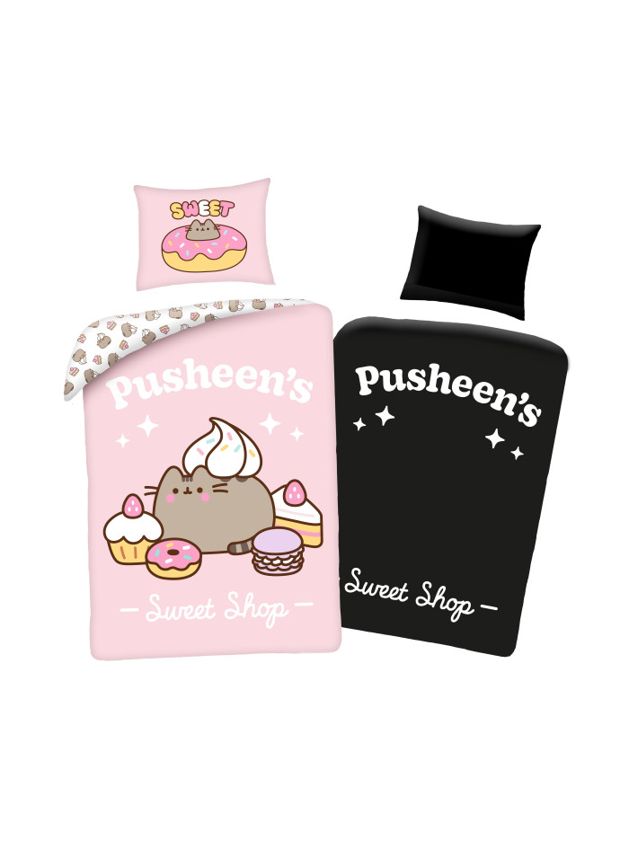 POŚCIEL ŚWIECĄCA W CIEMNOŚCI 140x200 KOT PUSHEEN RÓŻOWA SWEET