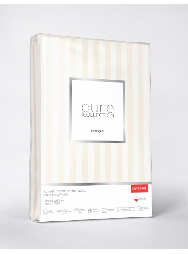 POŚCIEL 140x200 ECRUE Z ADAMASZKU HOTELOWA PREMIUM