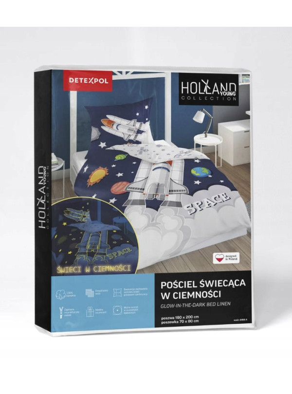 POŚCIEL 160x200 ŚWIECĄCA W CIEMNOŚCI KOSMOS