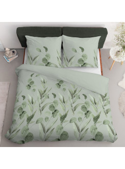 POŚCIEL BAWEŁNIANA 200x220 W KWIATY ZIELONA 2