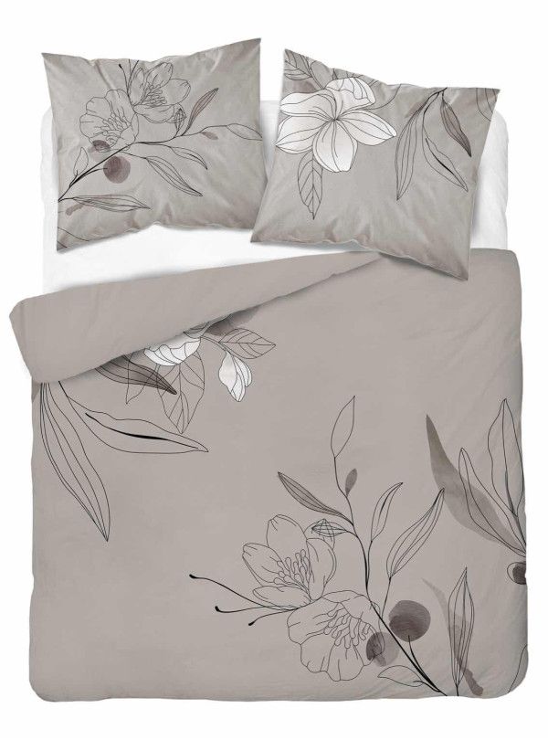 POŚCIEL BAWEŁNIANA 160x200 BEŻOWA W KWIATY