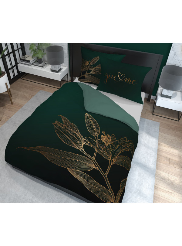 POŚCIEL BAWEŁNIANA 160x200 BUTELKOWA ZIELEŃ YOU&ME