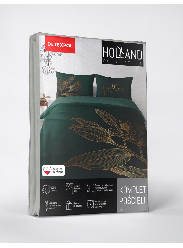 POŚCIEL BAWEŁNIANA 200x220 BUTELKOWA ZIELEŃ YOU&ME