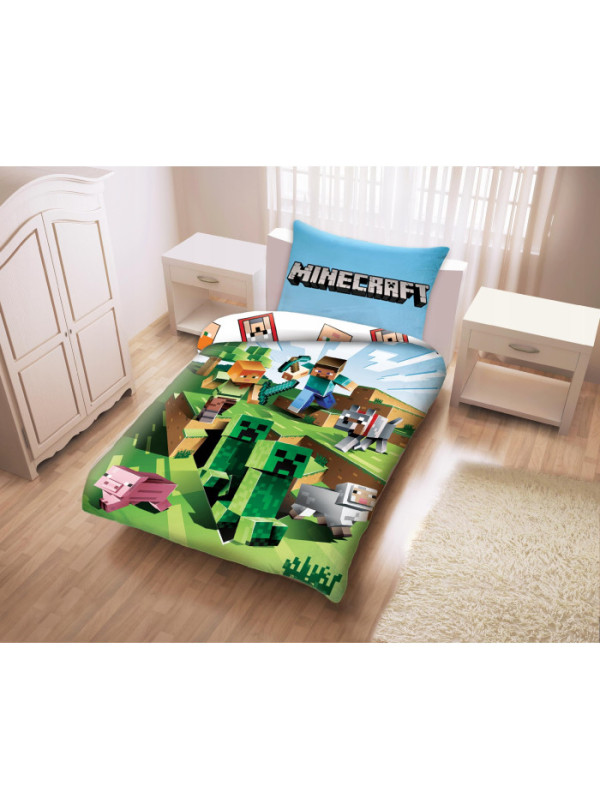 POŚCIEL 140x200 MINECRAFT ALEX STEVE BABY PIG