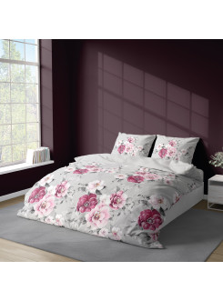 KOMPLET POŚCIELI 160x200 SZARA W KWIATY