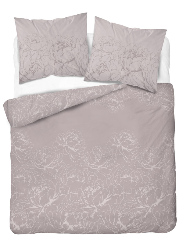 POŚCIEL BAWEŁNIANA 160x200 BEŻOWA W KWIATY 4844_A