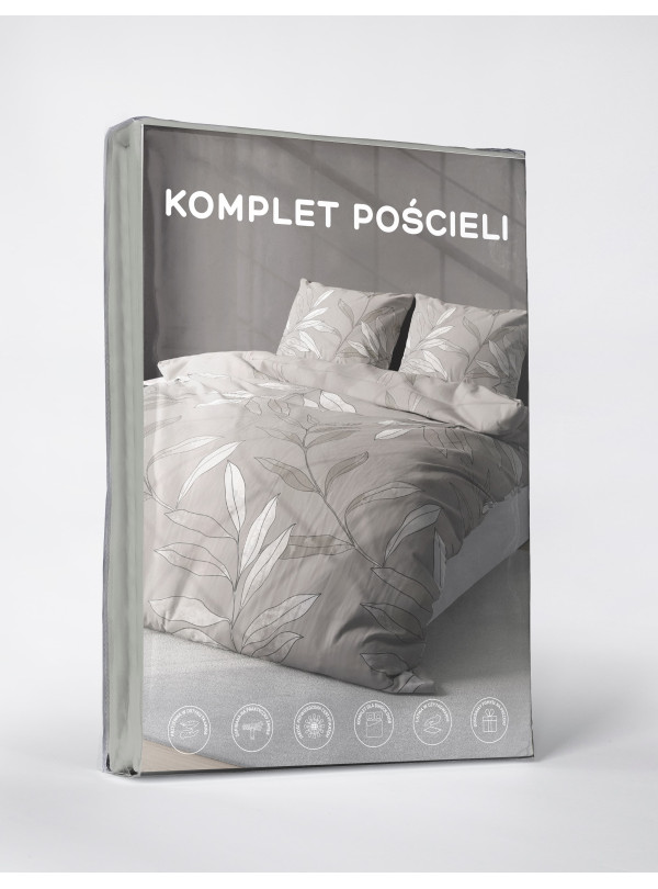KOMPLET POŚCIELI 200x220 BEŻOWA W KWIATY