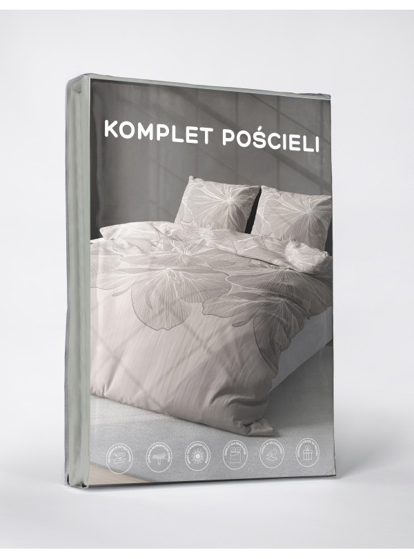 KOMPLET POŚCIELI 160x200 BEŻOWA W KWIATY