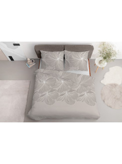 KOMPLET POŚCIELI 160x200 BEŻOWA W KWIATY 2