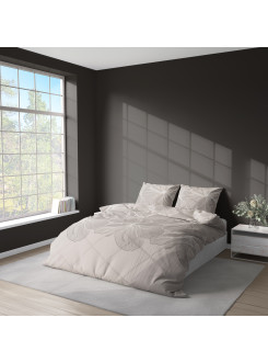 KOMPLET POŚCIELI 160x200 BEŻOWA W KWIATY