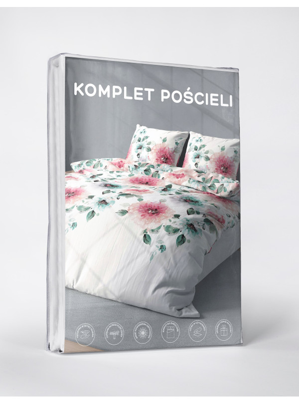 KOMPLET POŚCIELI 160x200 BIAŁA W KWIATY