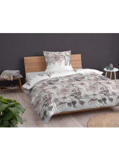 POŚCIEL BAWEŁNIANA 140x200 KWIATY BIAŁO RÓŻOWA 4851_A