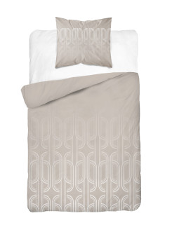 POŚCIEL BAWEŁNIANA 140x200 GEOMETRYCZNA BEŻOWA 4853_B 2