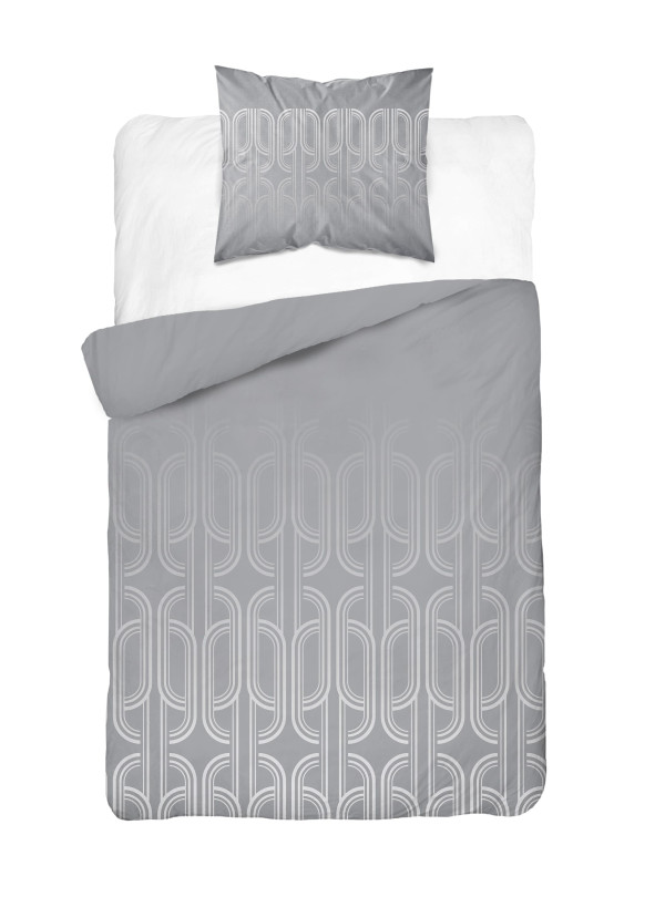 POŚCIEL BAWEŁNIANA 140x200 GEOMETRYCZNA SZARA 4853_A