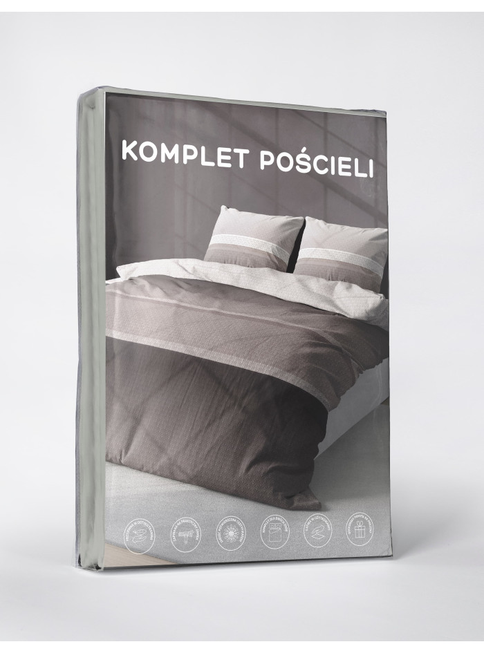 KOMPLET POŚCIELI 200x220 W PASY BEŻOWA