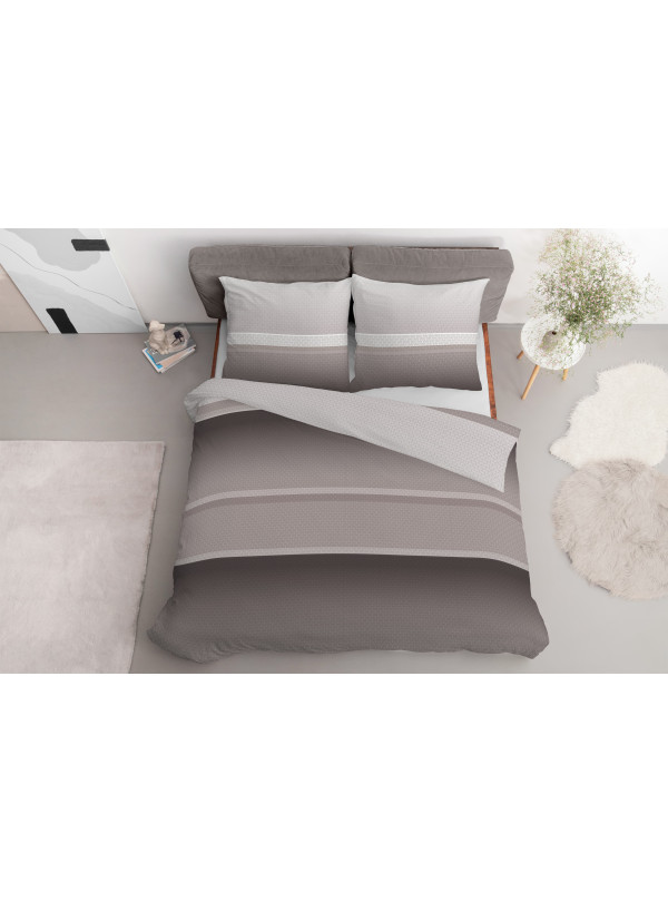 KOMPLET POŚCIELI 200x220 W PASY BEŻOWA