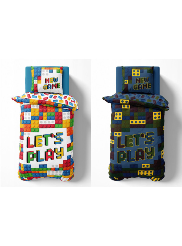 POŚCIEL 140x200 ŚWIECĄCA W CIEMNOŚCI KLOCKI LETS PLAY 4021_A