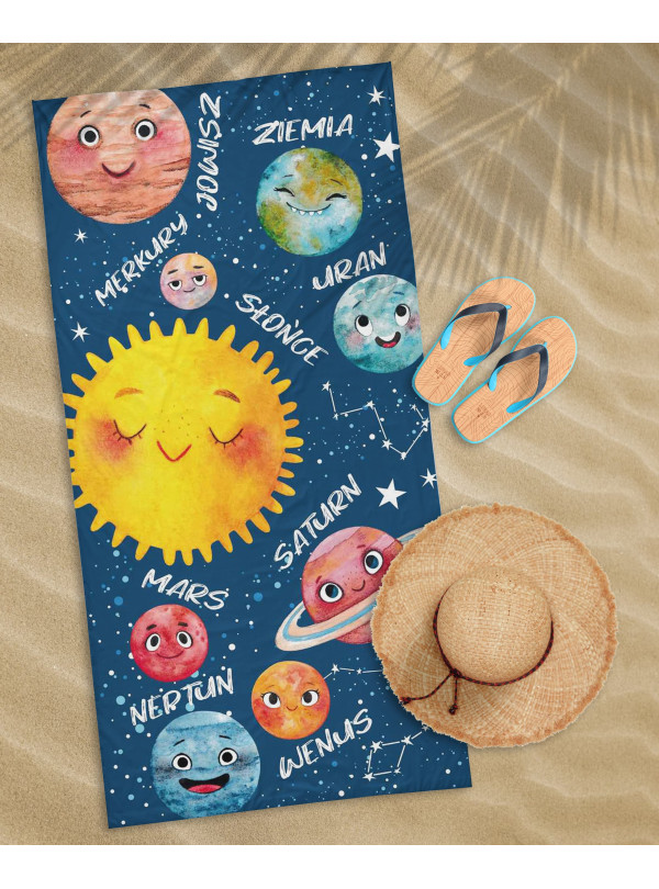 RĘCZNIK 70x140 KĄPIELOWY PLAŻOWY BAWEŁNIANY PLANETY