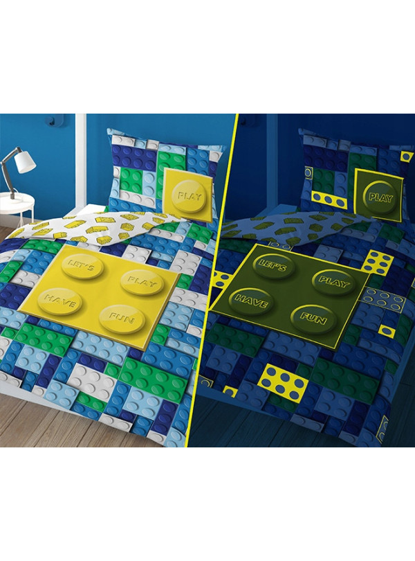 POŚCIEL 140x200 ŚWIECĄCA W CIEMNOŚCI KLOCKI 4229_A