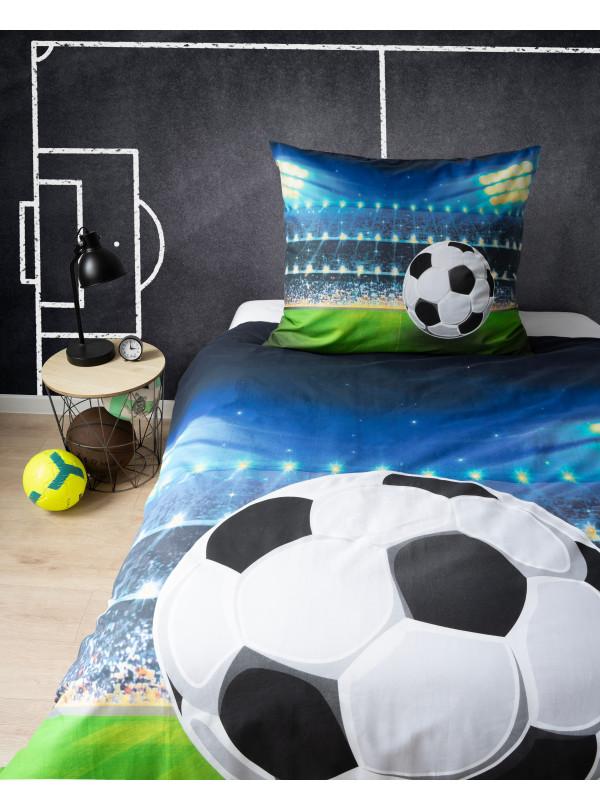 POŚCIEL 140x200 ŚWIECĄCA W CIEMNOŚCI PIŁKA STADION