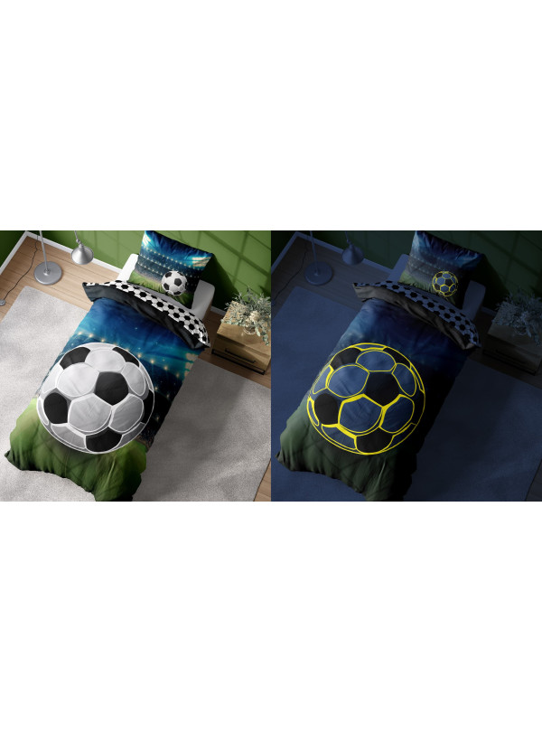 POŚCIEL 160x200 ŚWIECĄCA W CIEMNOŚCI PIŁKA STADION