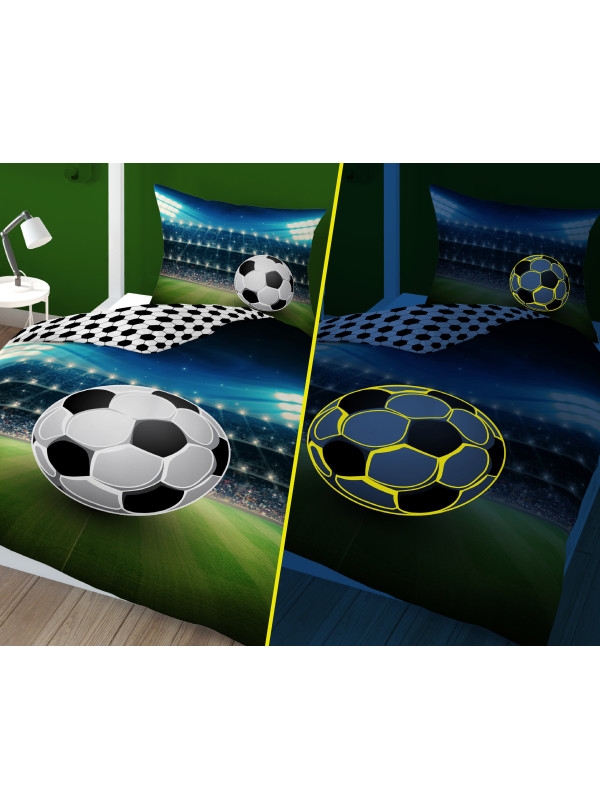 POŚCIEL 160x200 ŚWIECĄCA W CIEMNOŚCI PIŁKA STADION