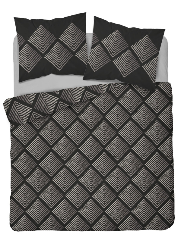 POŚCIEL BAWEŁNIANA 160x200 CZARNA GEOMETRYCZNA 4845_A