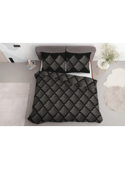 POŚCIEL BAWEŁNIANA 160x200 CZARNA GEOMETRYCZNA 4845_A 2