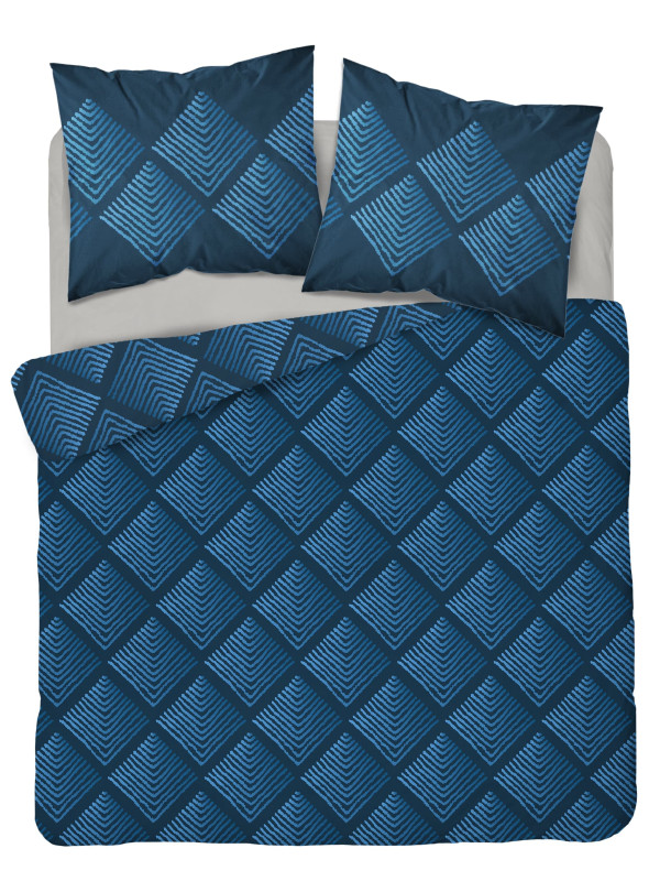 POŚCIEL BAWEŁNIANA 160x200 NIEBIESKA GEOMETRYCZNA 4845_B