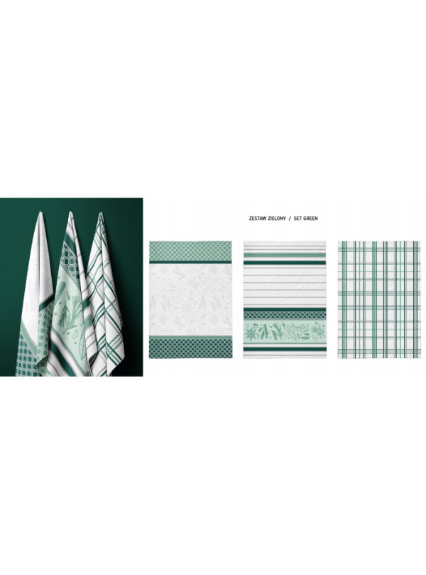 ZESTAW ŚCIERECZEK KUCHENNYCH 50x70 3 sztuki ZIELONY