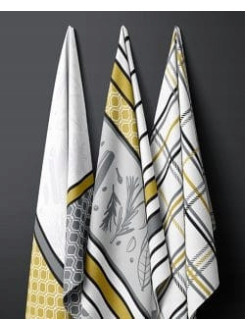 ZESTAW ŚCIERECZEK KUCHENNYCH 50x70 3 sztuki MUSZTARDOWY 2