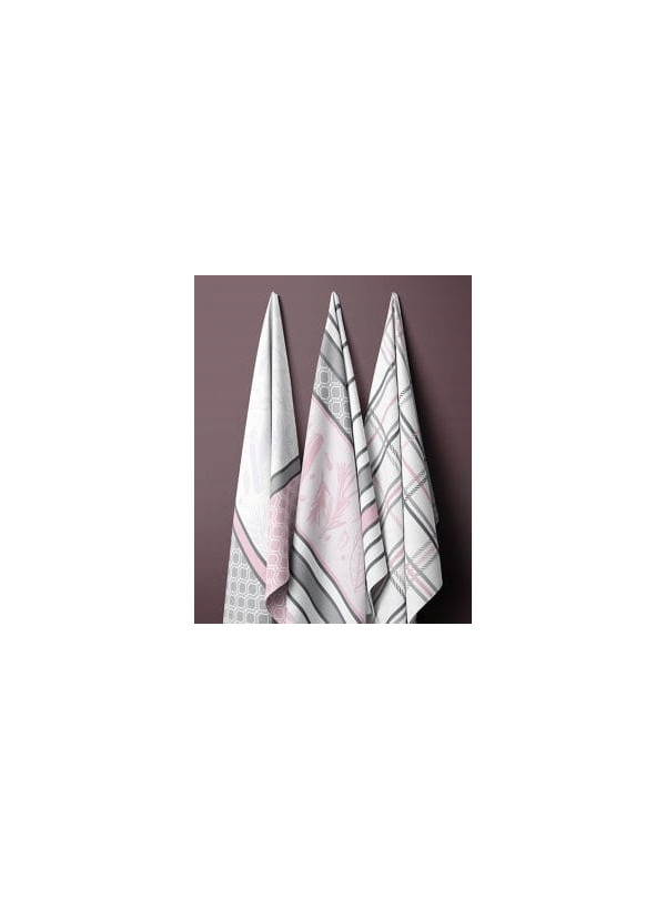 ZESTAW ŚCIERECZEK KUCHENNYCH 50x70 3 sztuki RÓŻOWY