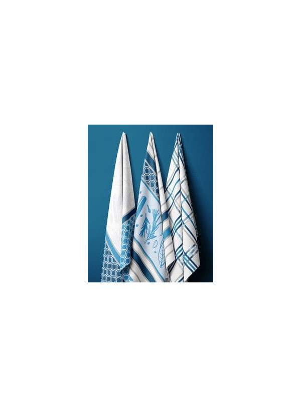 ZESTAW ŚCIERECZEK KUCHENNYCH 50x70 3 sztuki NIEBIESKI