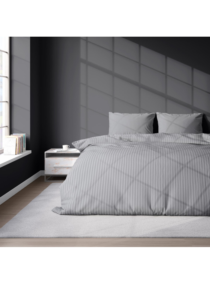 KOMPLET POŚCIELI 160x200 ADAMASZEK SZARA HOTELOWA PREMIUM