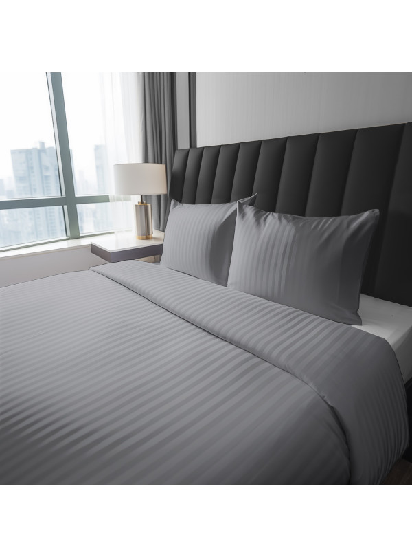 KOMPLET POŚCIELI 160x200 ADAMASZEK SZARA HOTELOWA PREMIUM