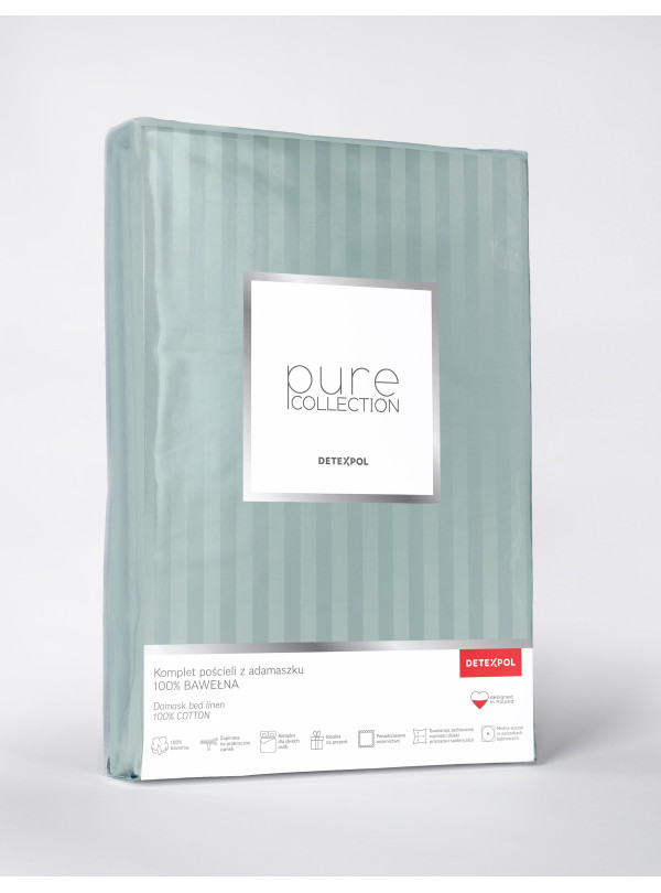 KOMPLET POŚCIELI 200x220 ADAMASZEK MIĘTOWA HOTELOWA PREMIUM