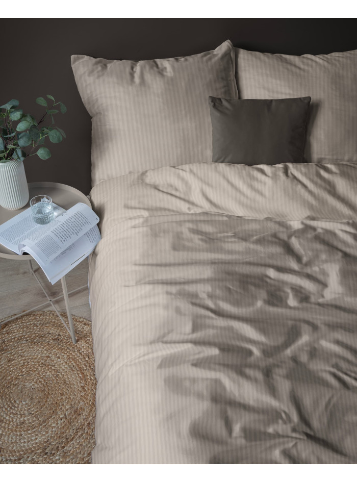 KOMPLET POŚCIELI 160x200 ADAMASZEK TAUPE HOTELOWA PREMIUM