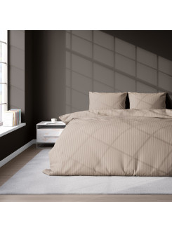 KOMPLET POŚCIELI 200x220 ADAMASZEK TAUPE HOTELOWA PREMIUM