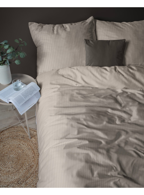 KOMPLET POŚCIELI 200x220 ADAMASZEK TAUPE HOTELOWA PREMIUM