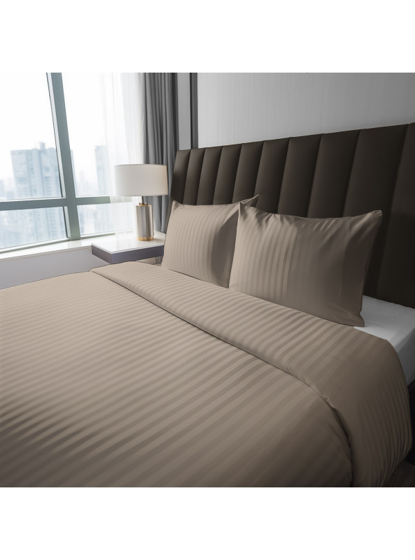 KOMPLET POŚCIELI 200x220 ADAMASZEK TAUPE HOTELOWA PREMIUM